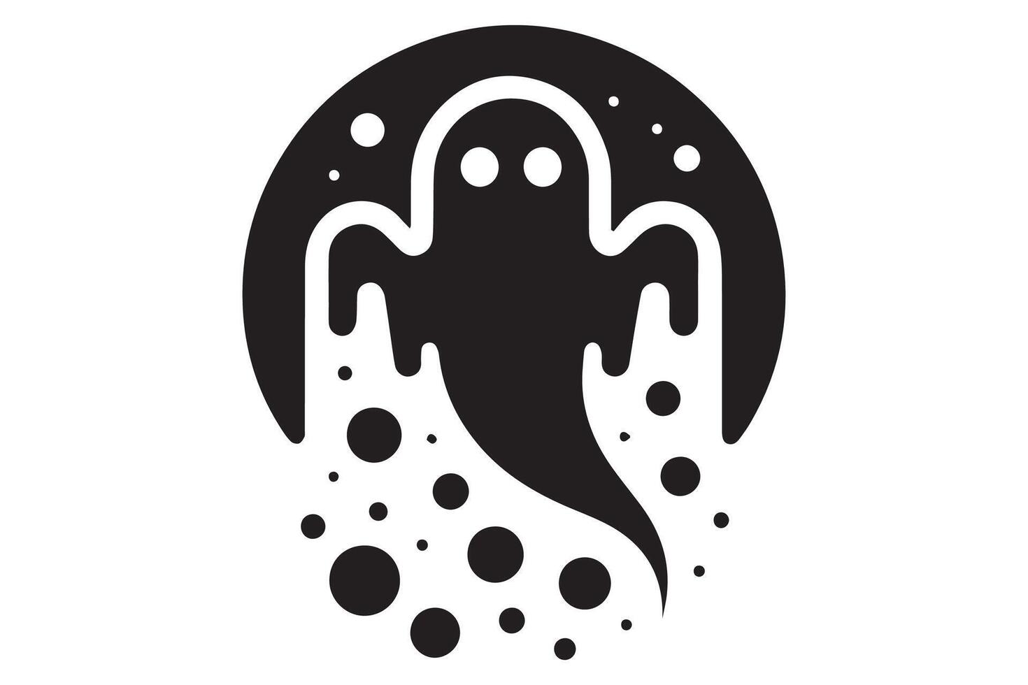 A ghost is shown in a black and white logo vector