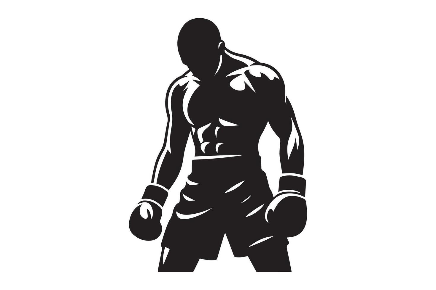 A silhouette of a boxer in boxing gear vector