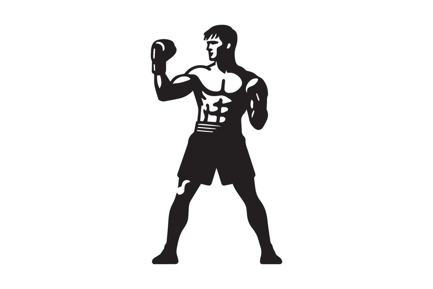 A silhouette of a man in boxing gear vector