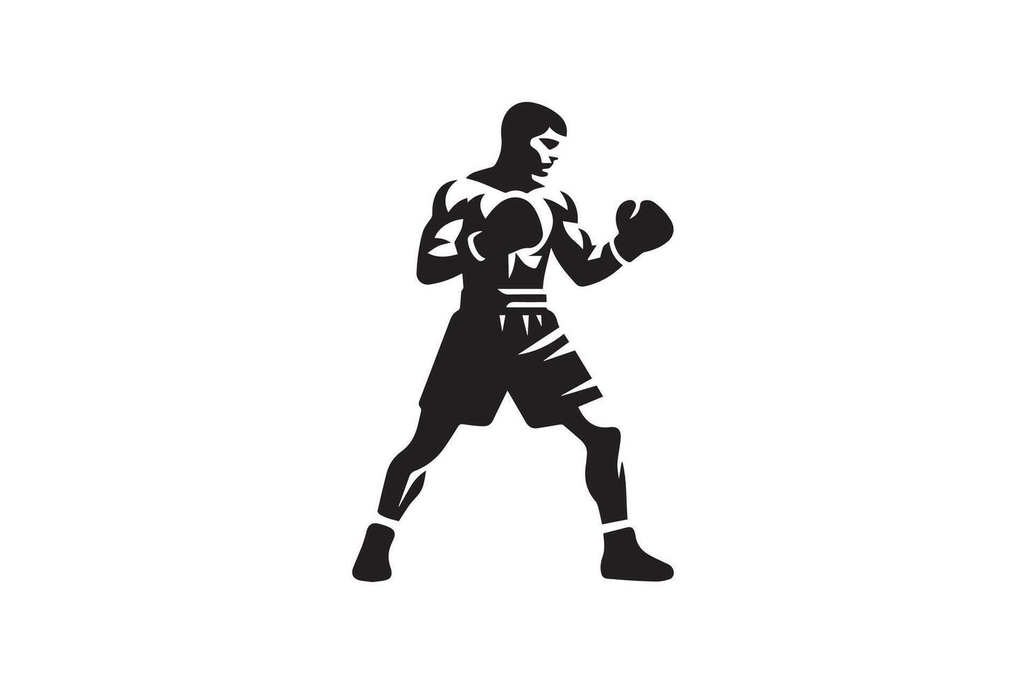 A silhouette of a boxer in boxing stance vector
