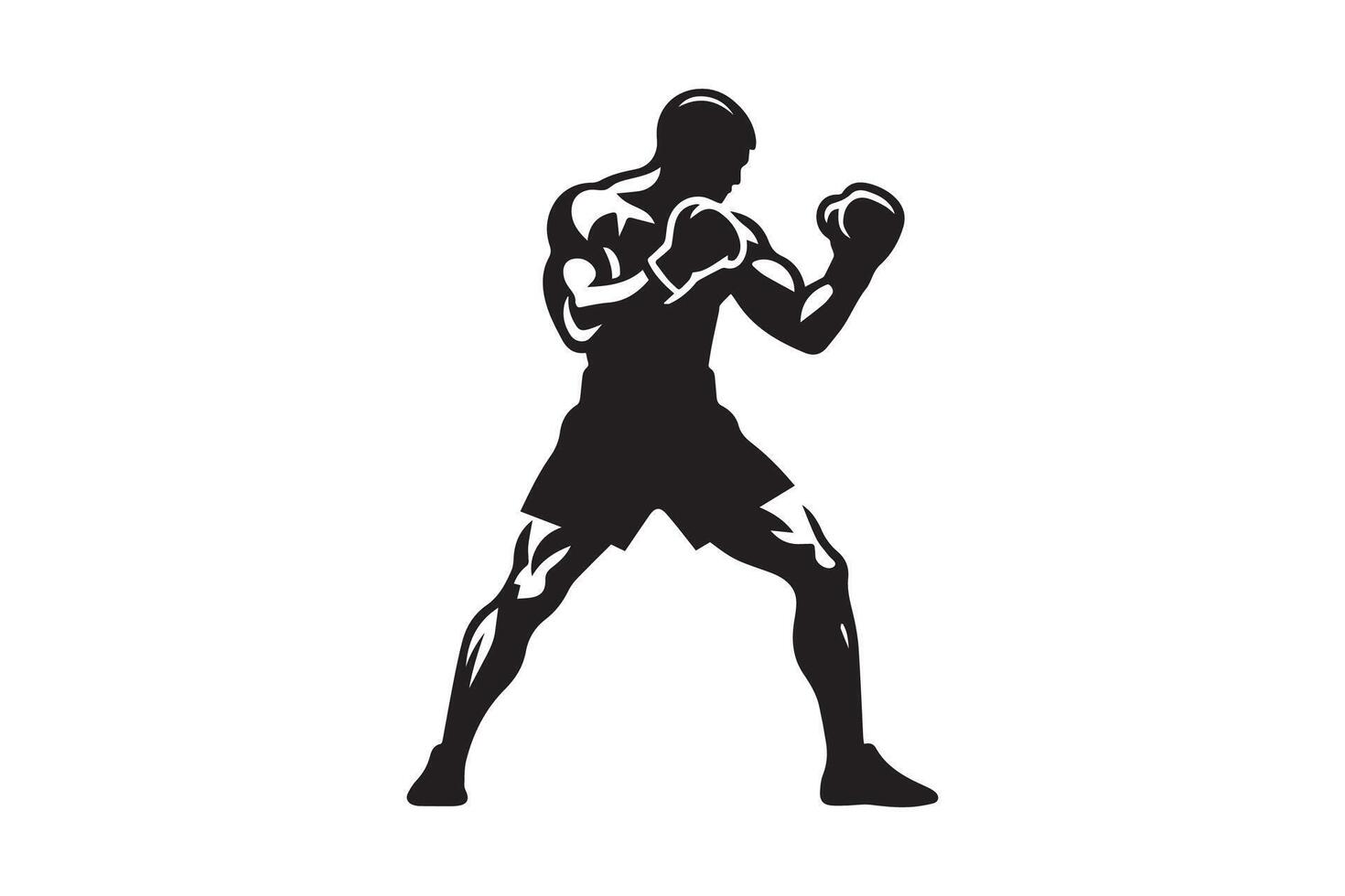 A silhouette of a boxer in a boxing stance vector