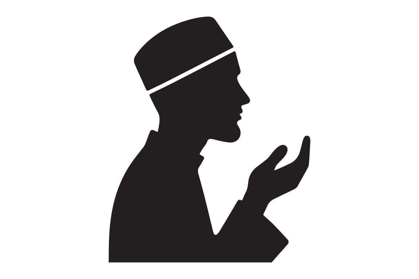 A silhouette of a muslim man praying vector