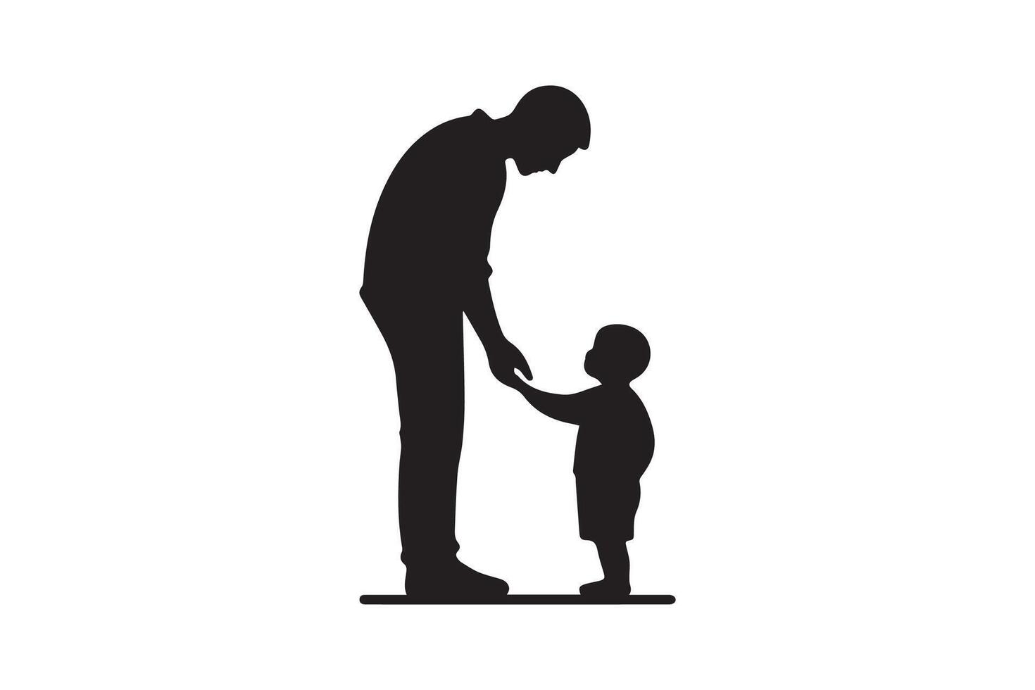 Silhouette of a man and child holding hands vector