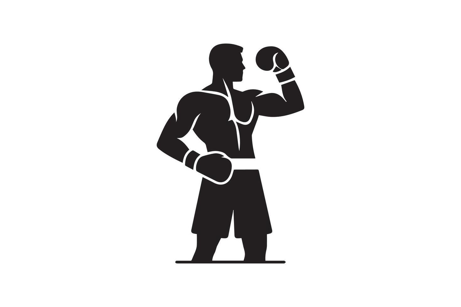 A black and white silhouette of a man in boxing gear vector