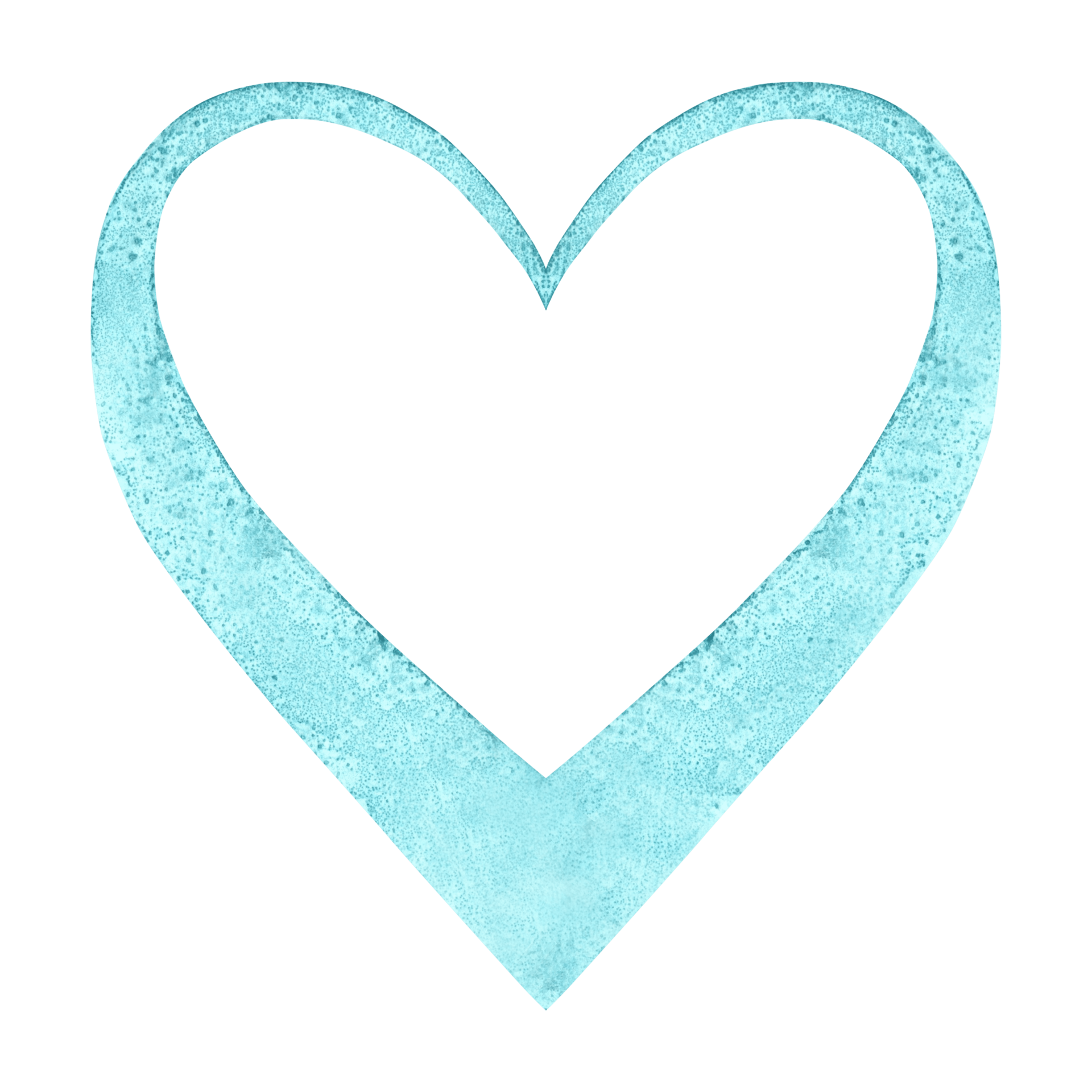 Shape of a heart with empty space for text turquoise sea frame hand