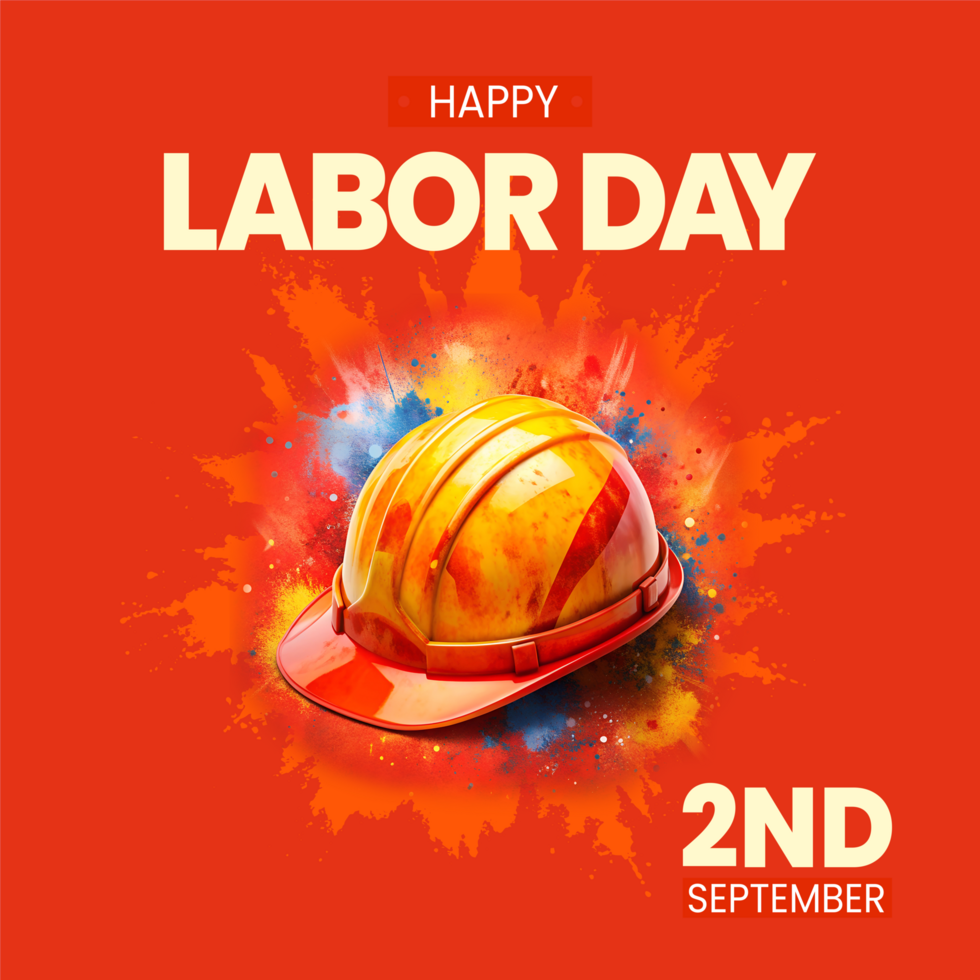 Happy labor day background with orange helmet psd