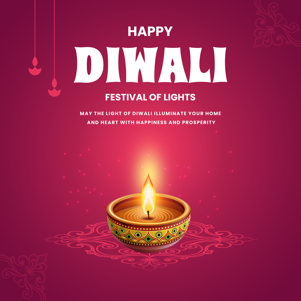 Diwali festival of lights background with diya and diya lamp psd