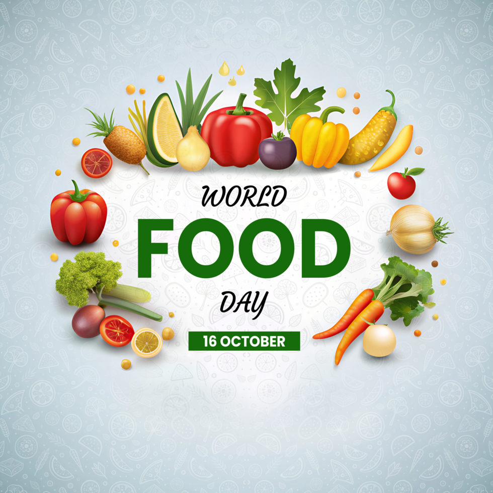 Vegetables and fruits world food day background illustration psd