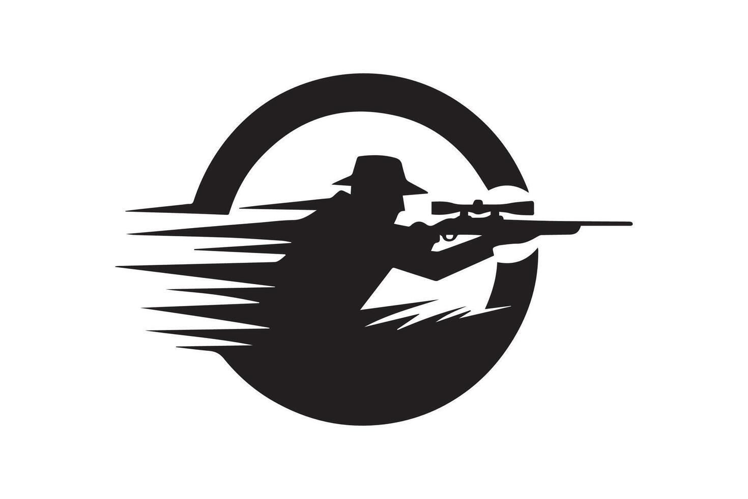 A silhouette of a man with a rifle in the wind vector
