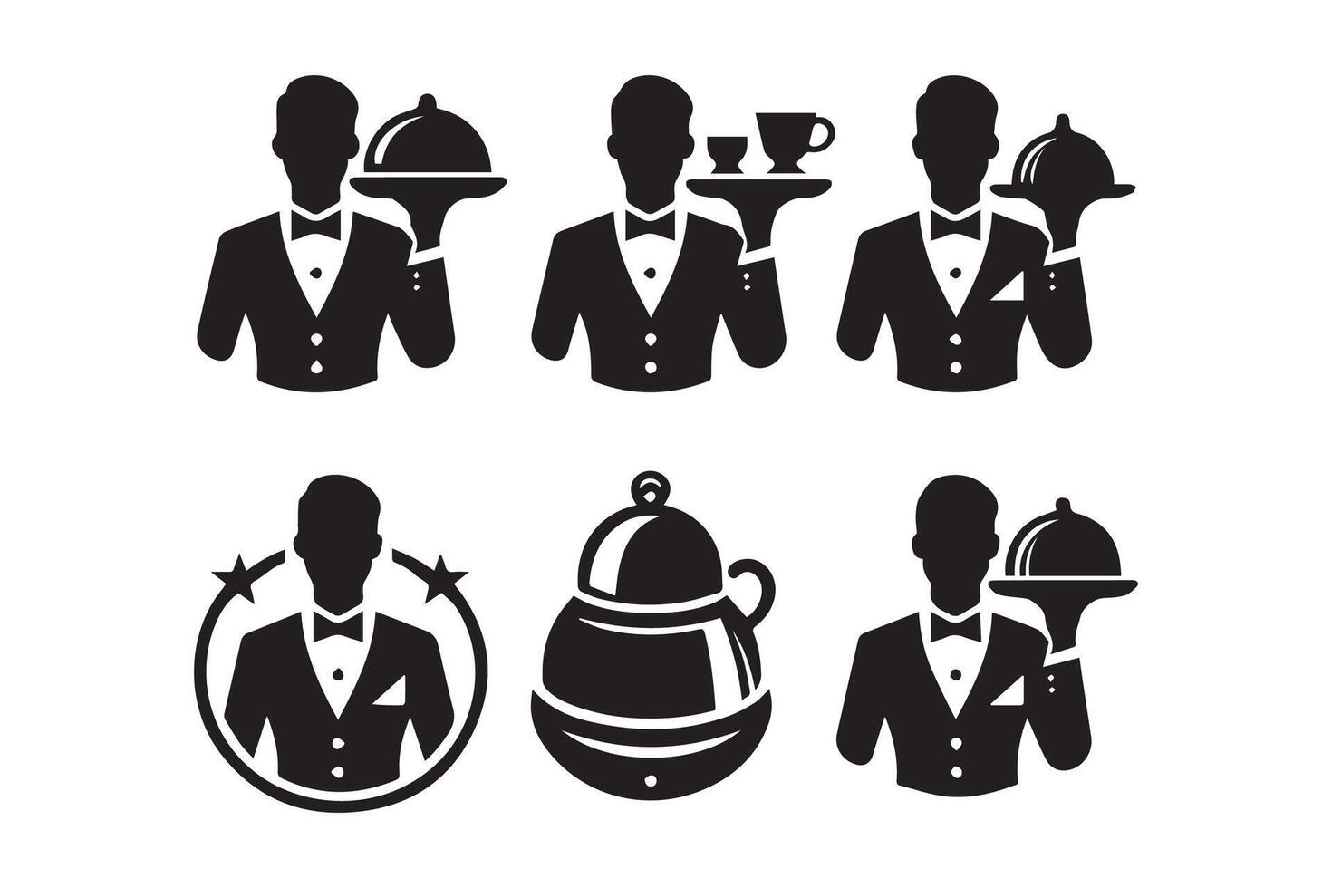 A set of icons depicting waiters and waitresses vector