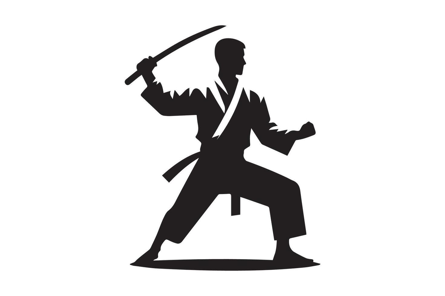 Karate man silhouette on white background vector