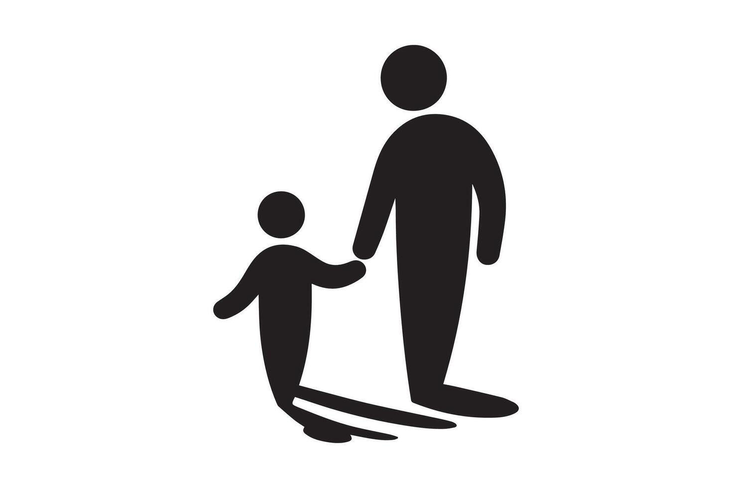 A black and white silhouette of a man and child vector