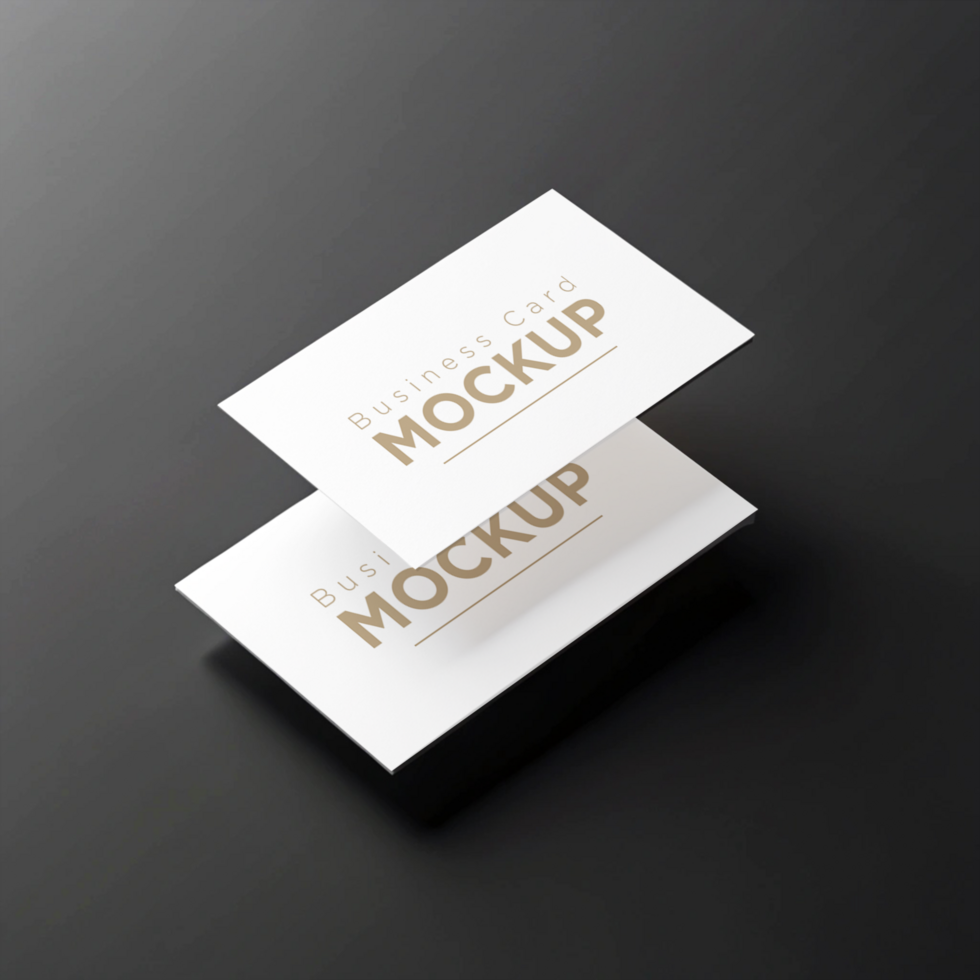 Two business cards mockup on a black background psd