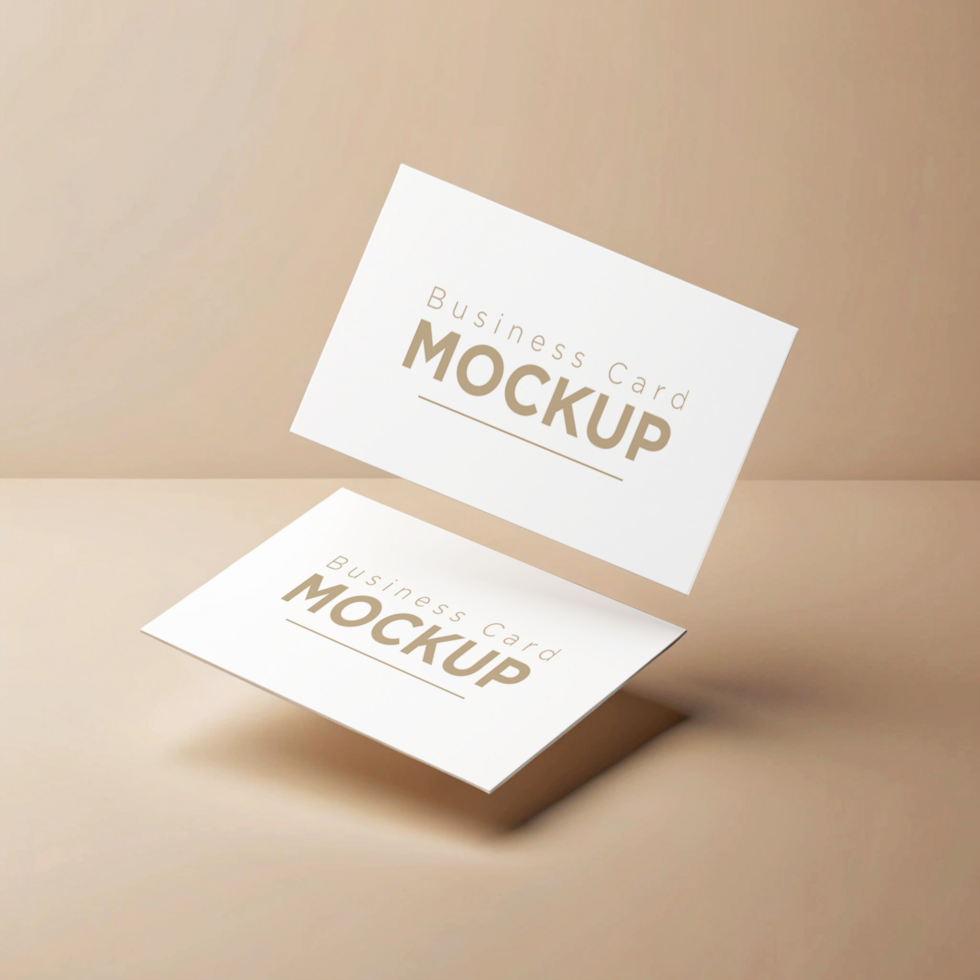 Business card mockup on a beige background psd