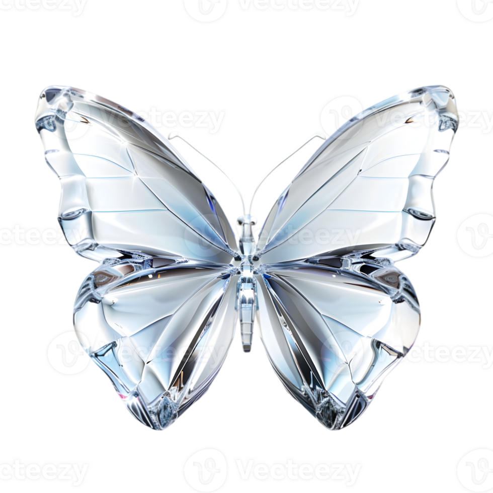 elegant crystal butterfly isolated on transparent background, png