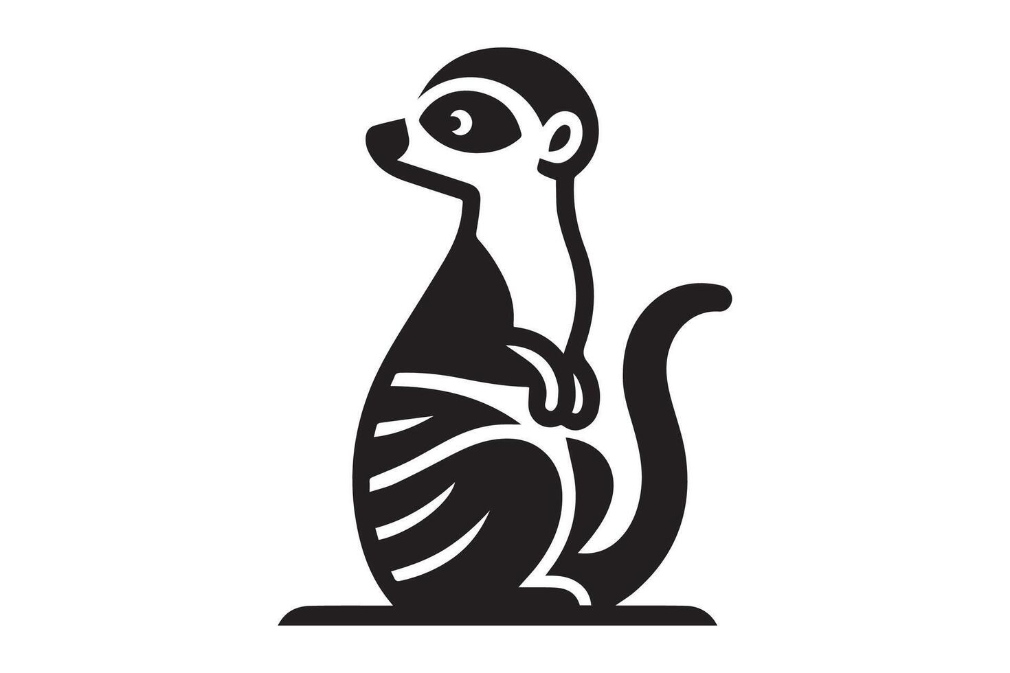 A black and white illustration of a meerkat vector