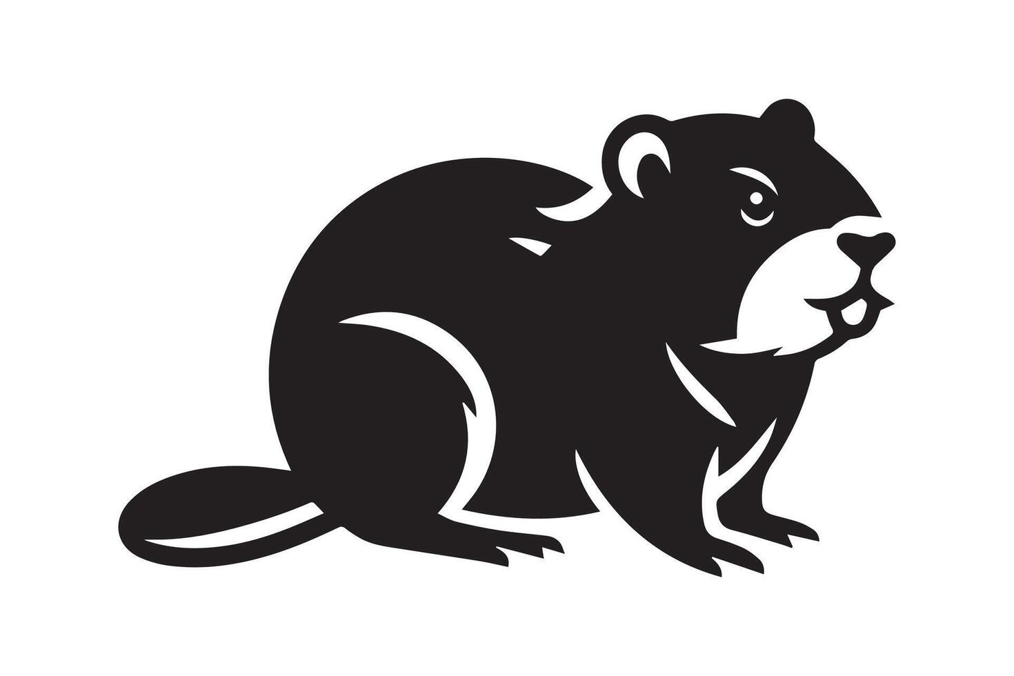 A black and white illustration of a beaver vector