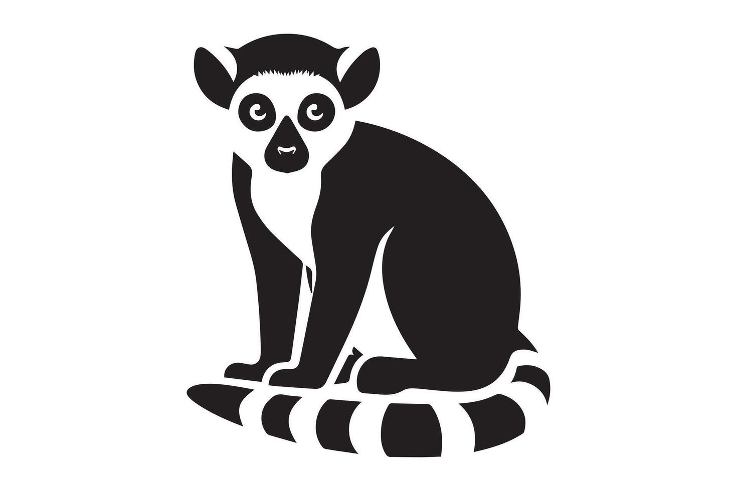 A black and white lemur sitting on a white background vector