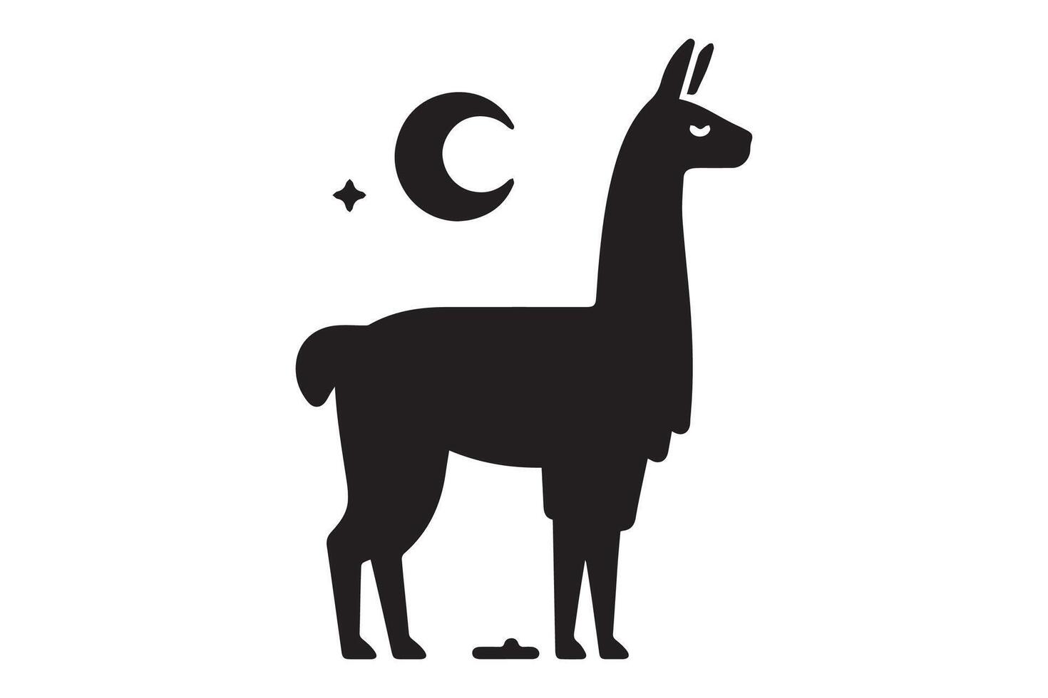 Llama with moon and stars illustration vector