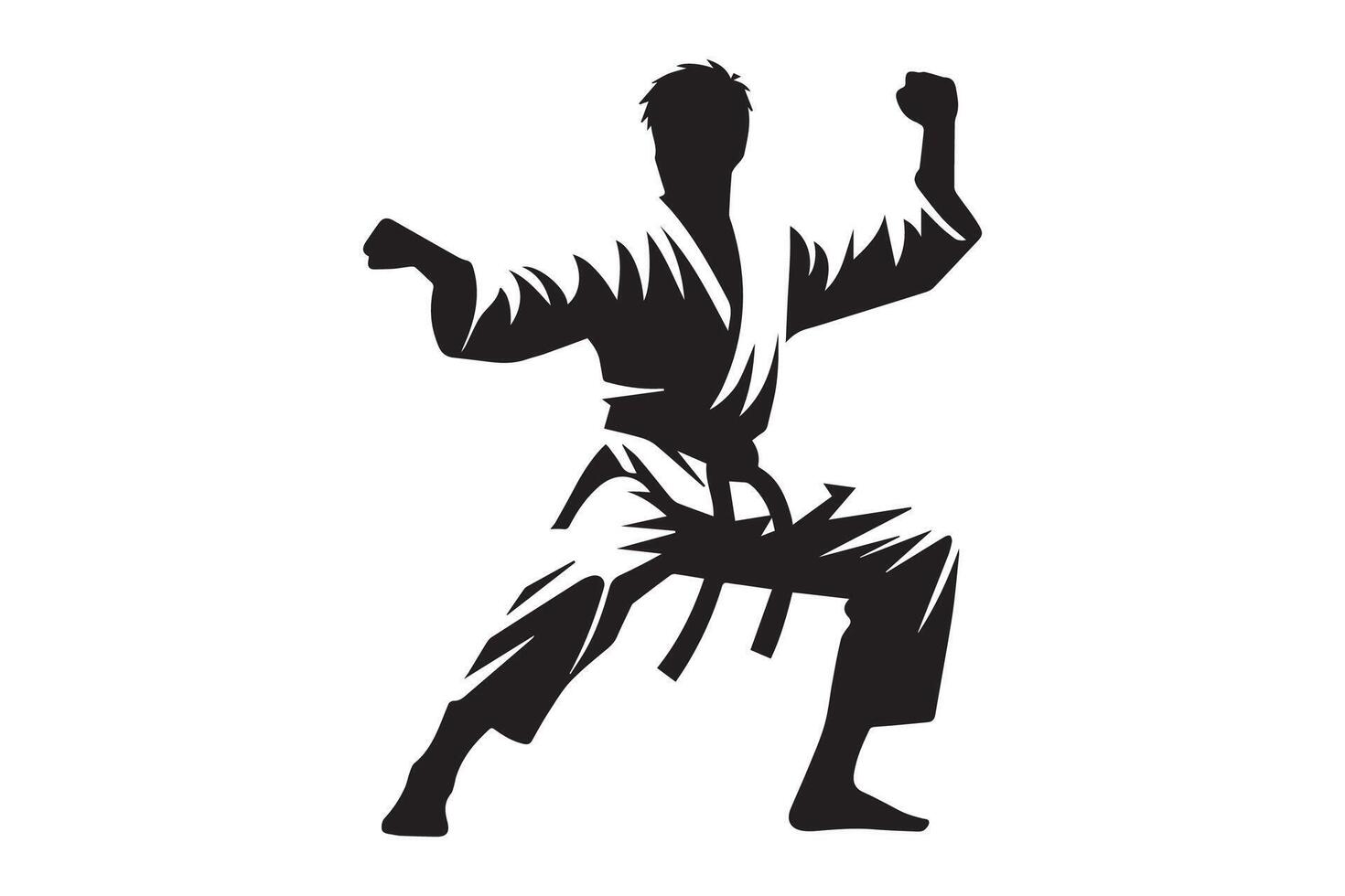 Karate man silhouette on white background vector