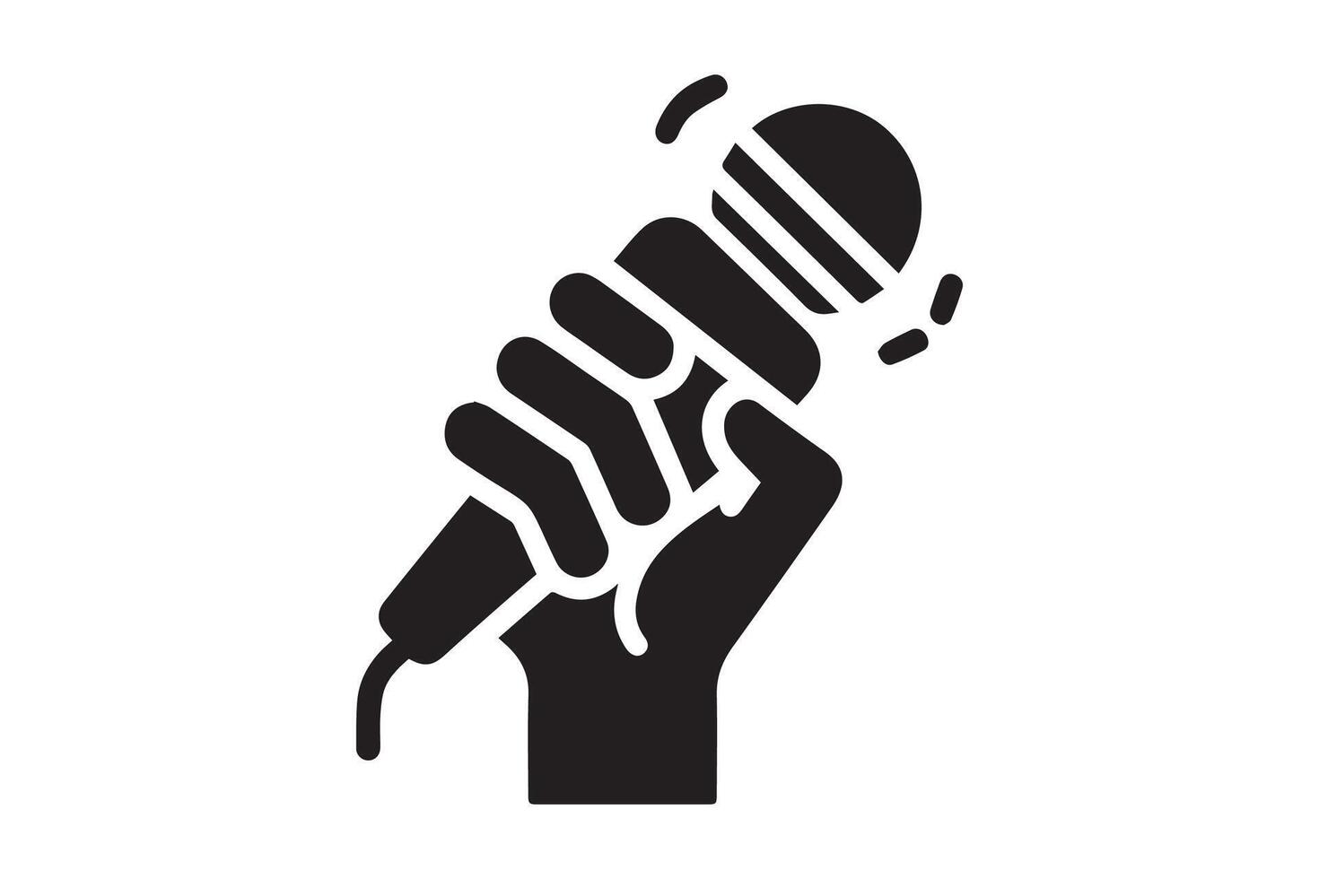 A hand holding a microphone icon on a white background vector
