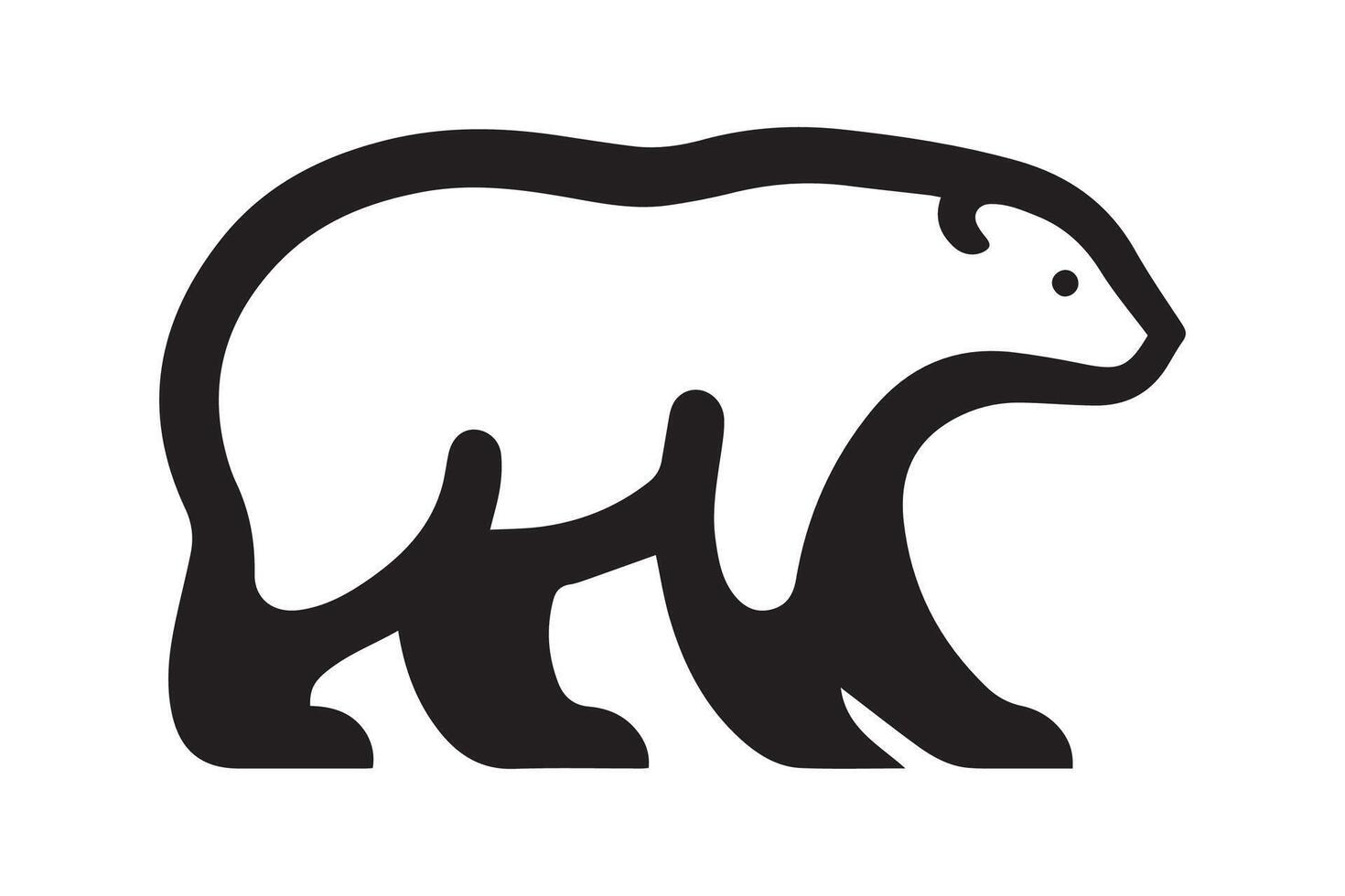 A black and white polar bear icon vector