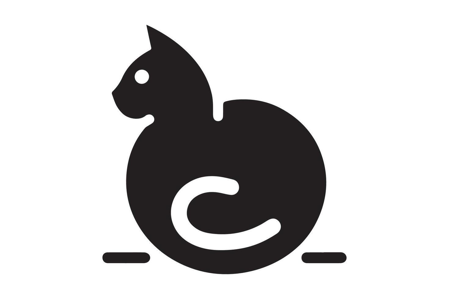 A black and white cat icon on a white background vector