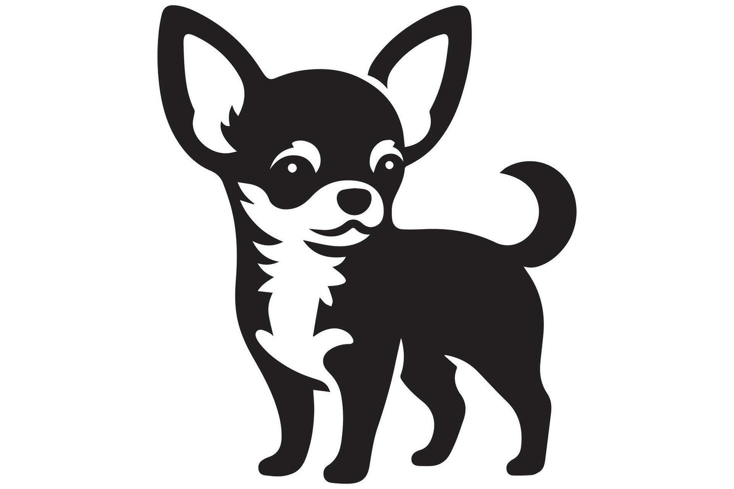 A black and white chihuahua dog on a white background vector