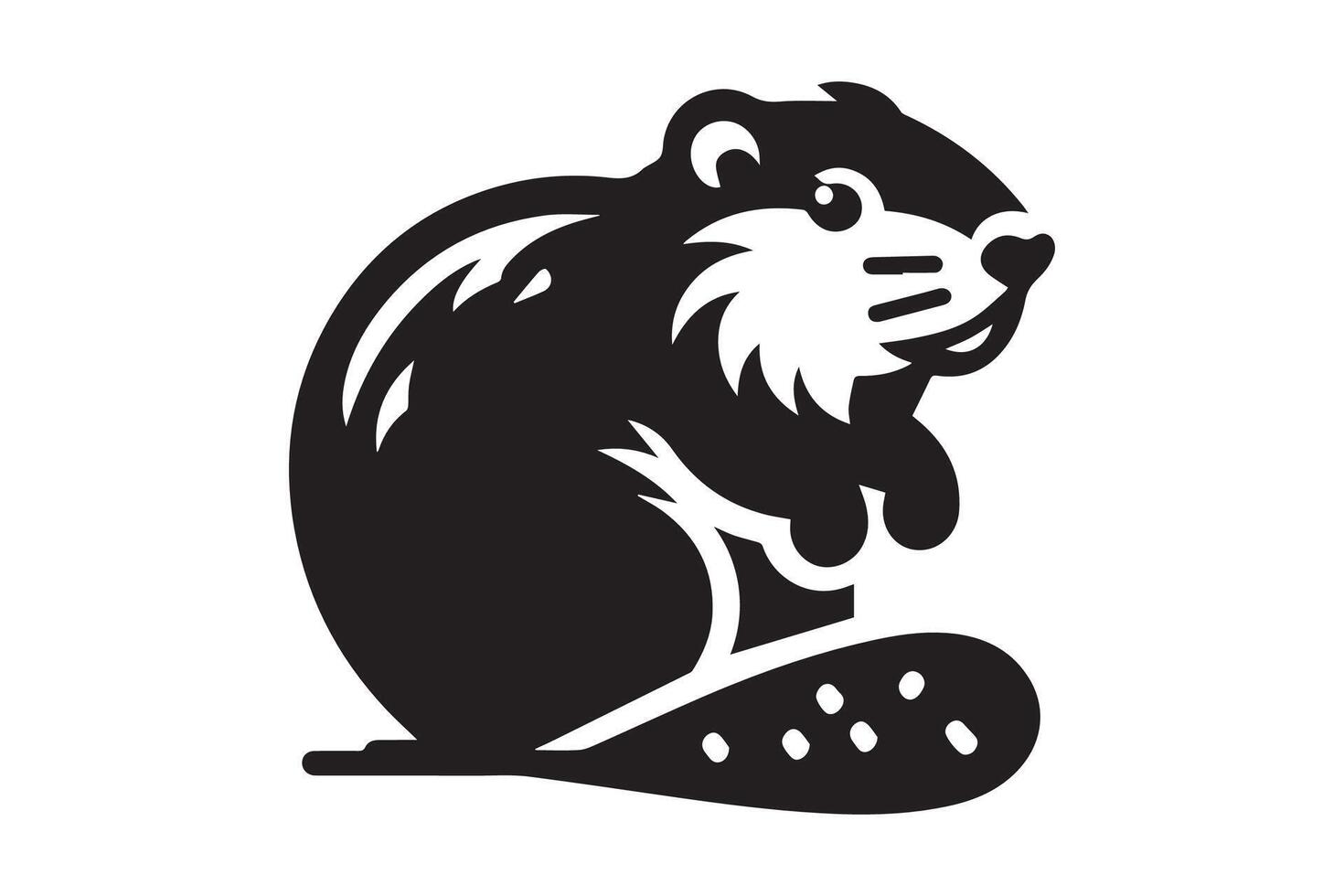 A black and white illustration of a beaver vector