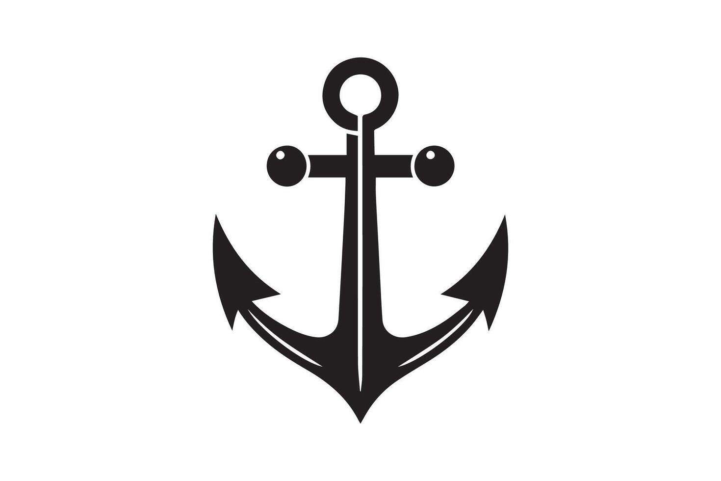 An anchor is shown in black and white vector