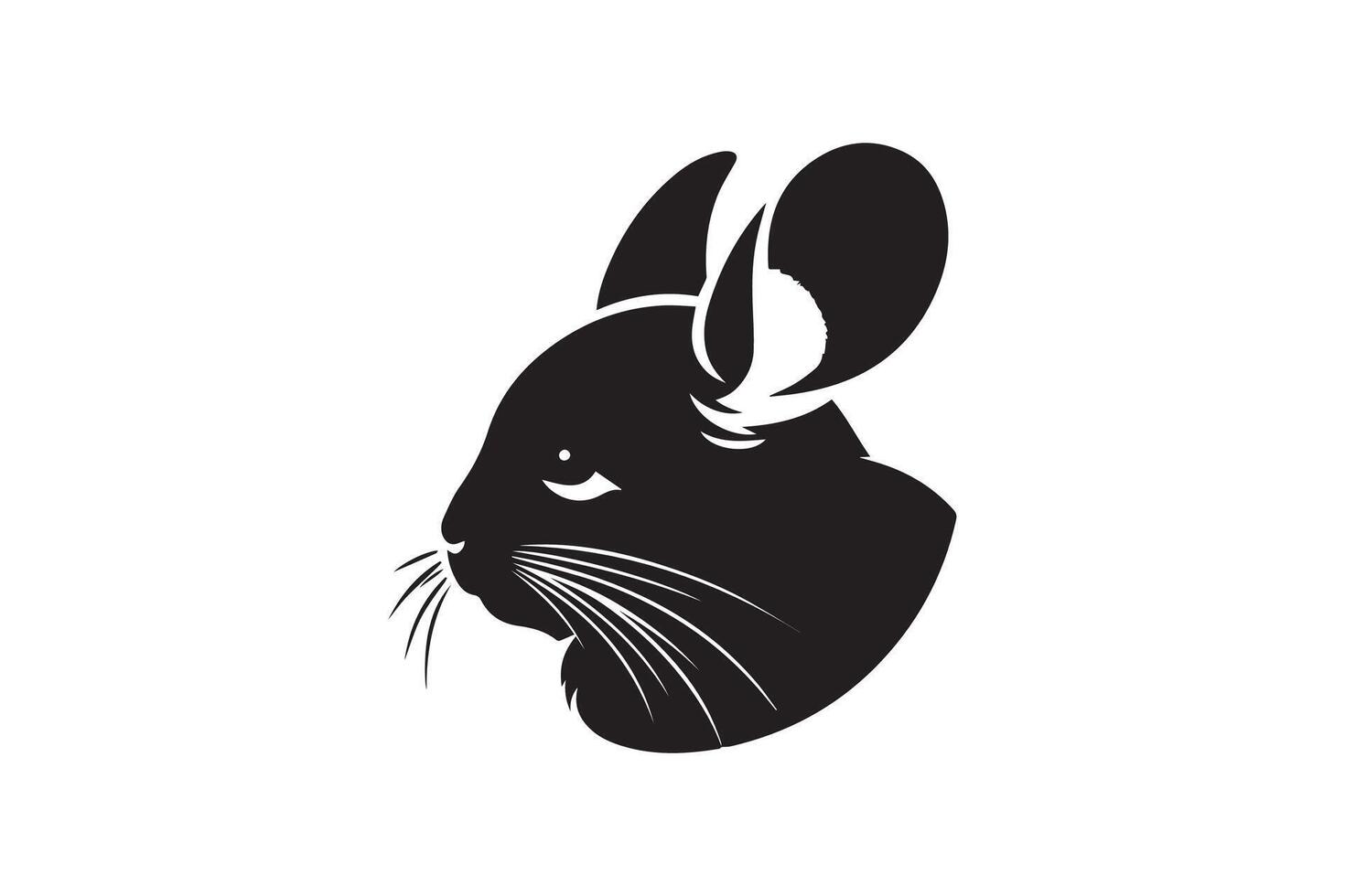 A black and white silhouette of a rabbit's head vector