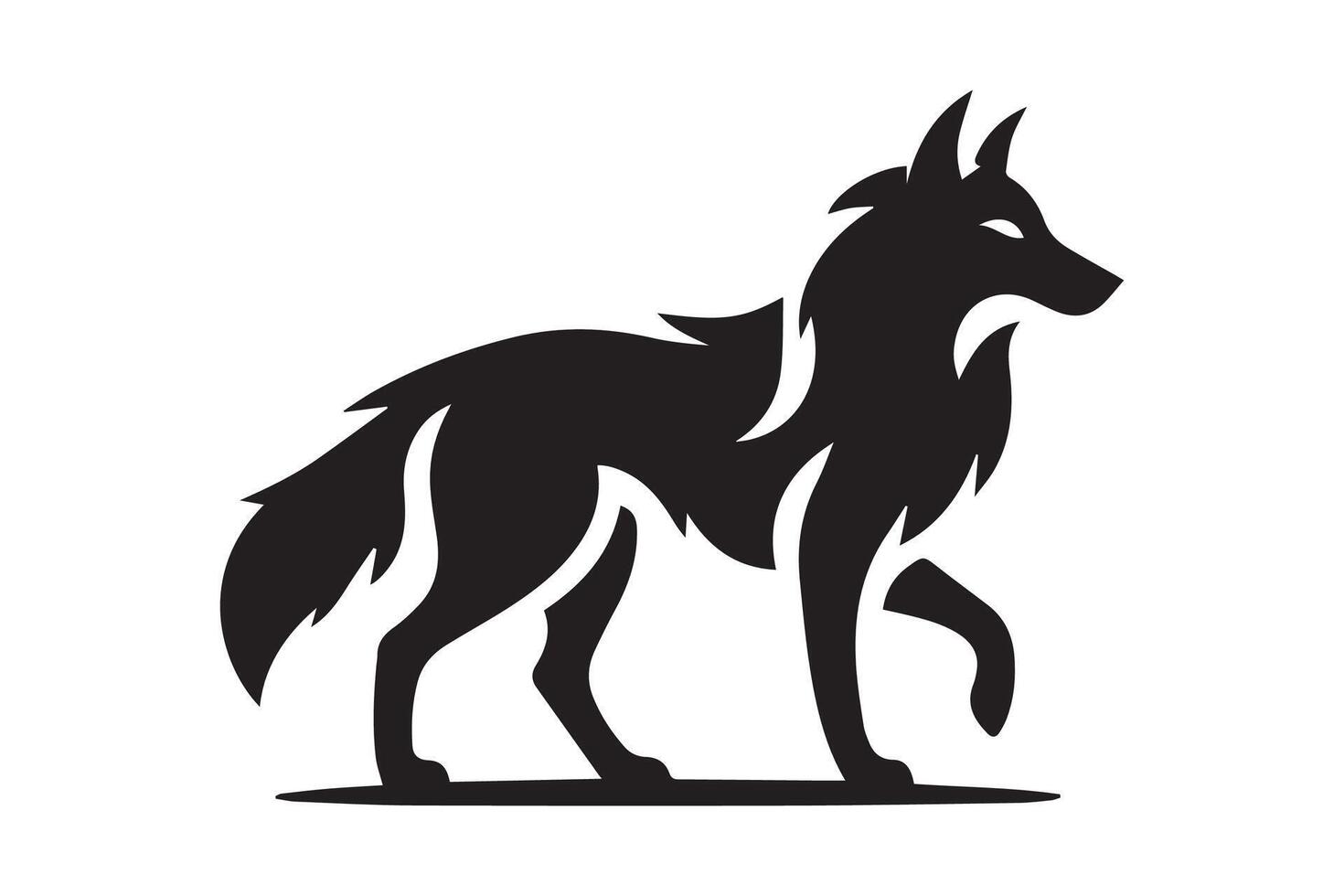 A black and white silhouette of a wolf vector