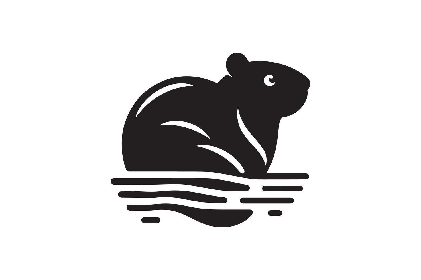 A black and white logo of a beaver vector
