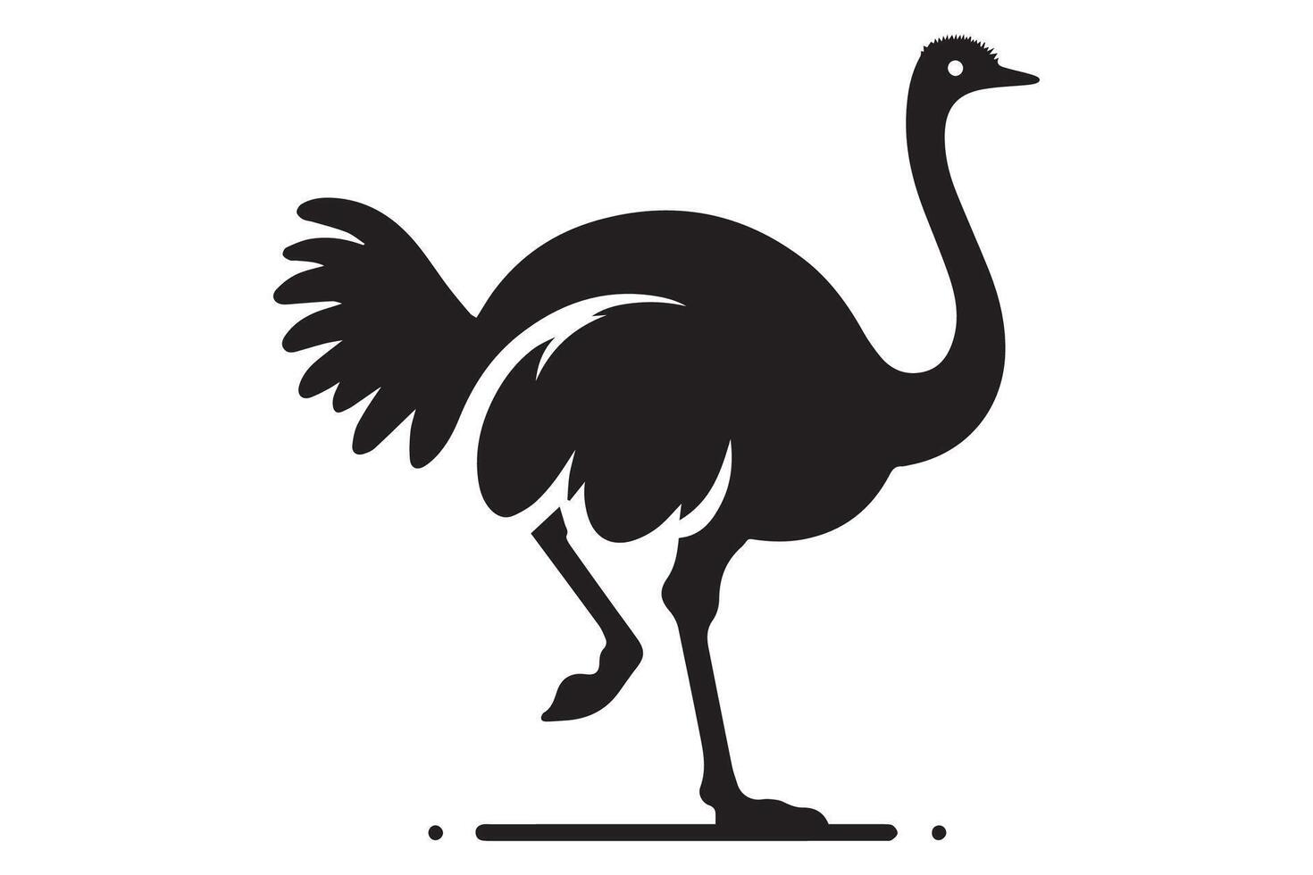 An ostrich silhouette is shown on a white background vector