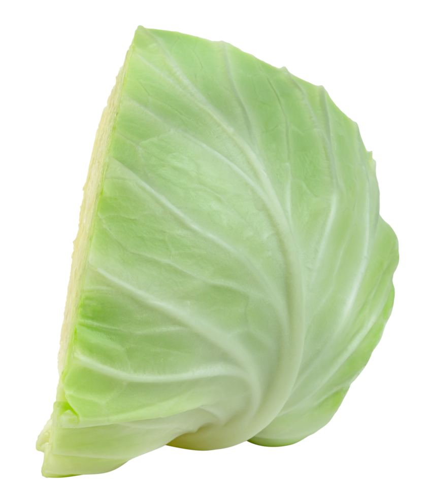 sliced cabbage isolated, Green leaves pattern png