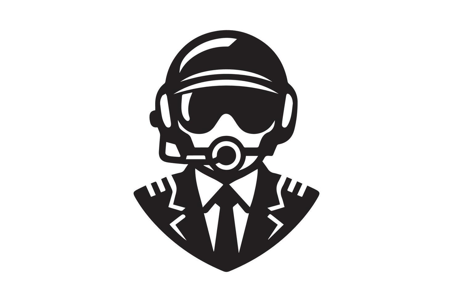 A black and white logo of a pilot vector