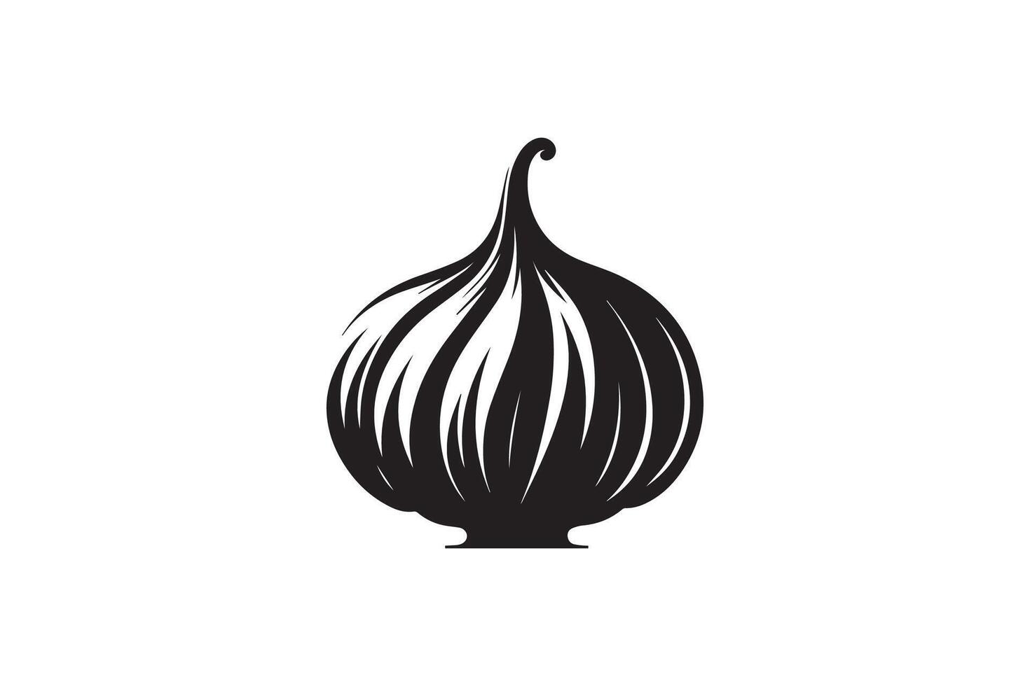 An onion is shown in a black and white logo vector