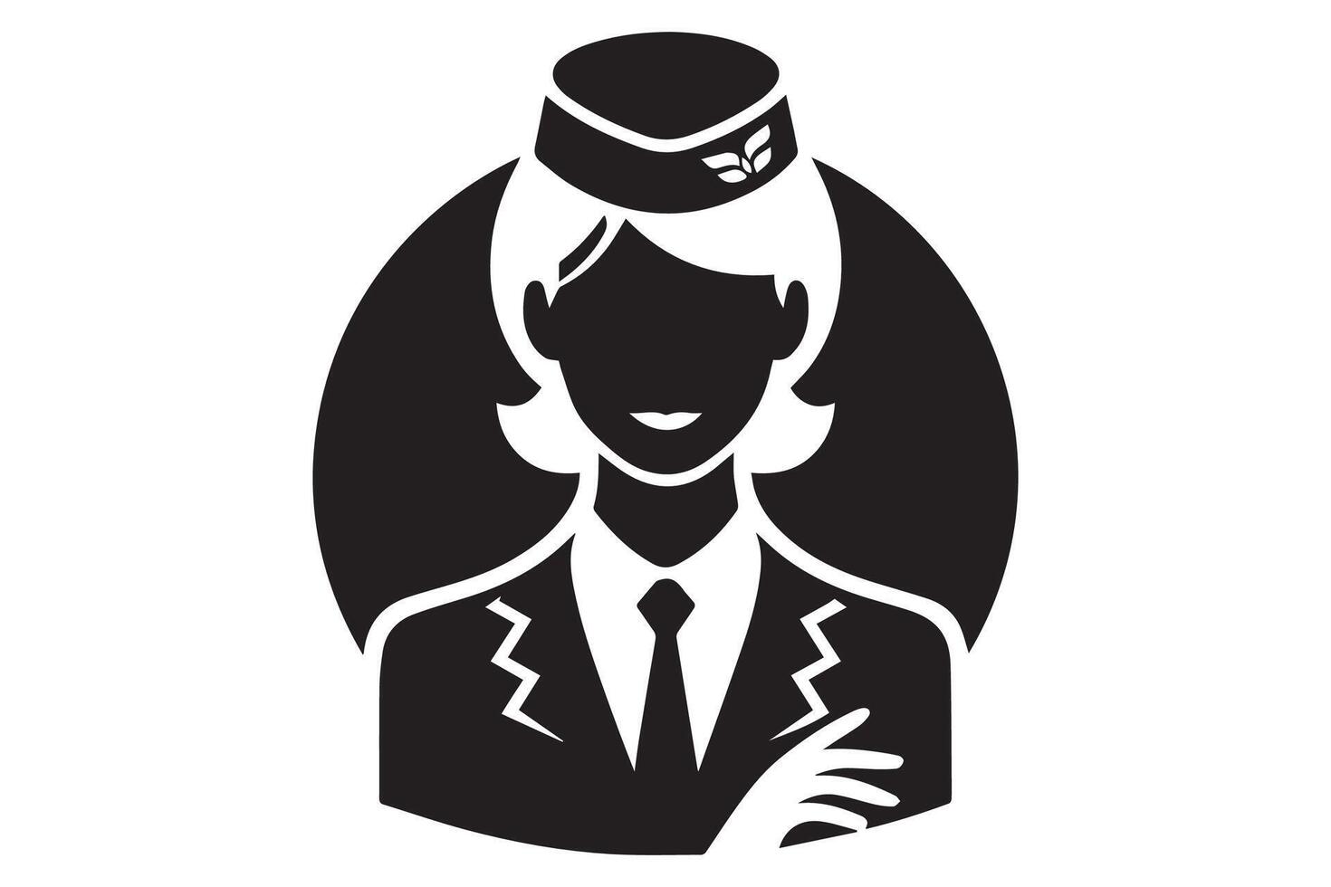 A black and white silhouette of a woman in a suit vector