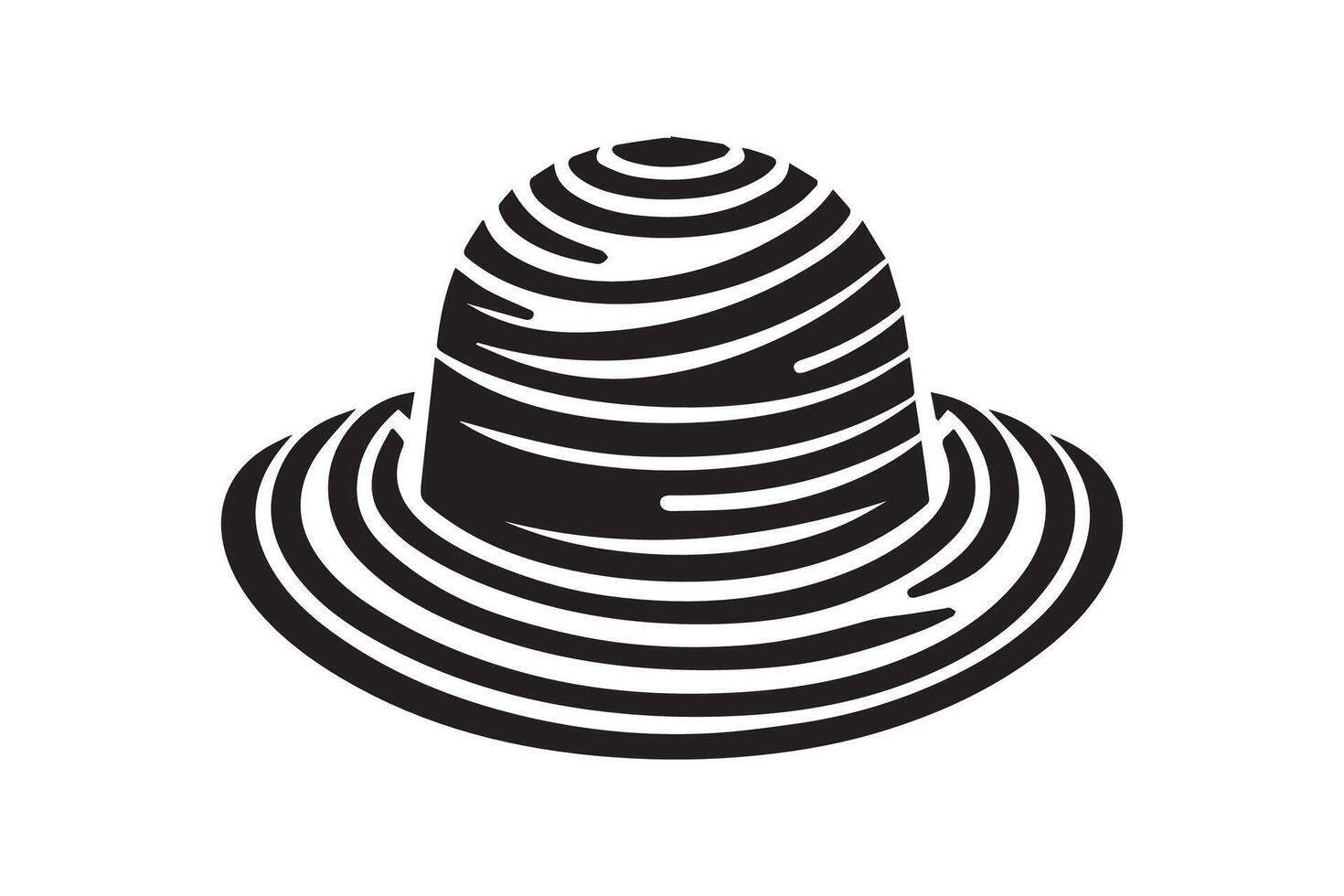 A black and white hat with a spiral pattern vector