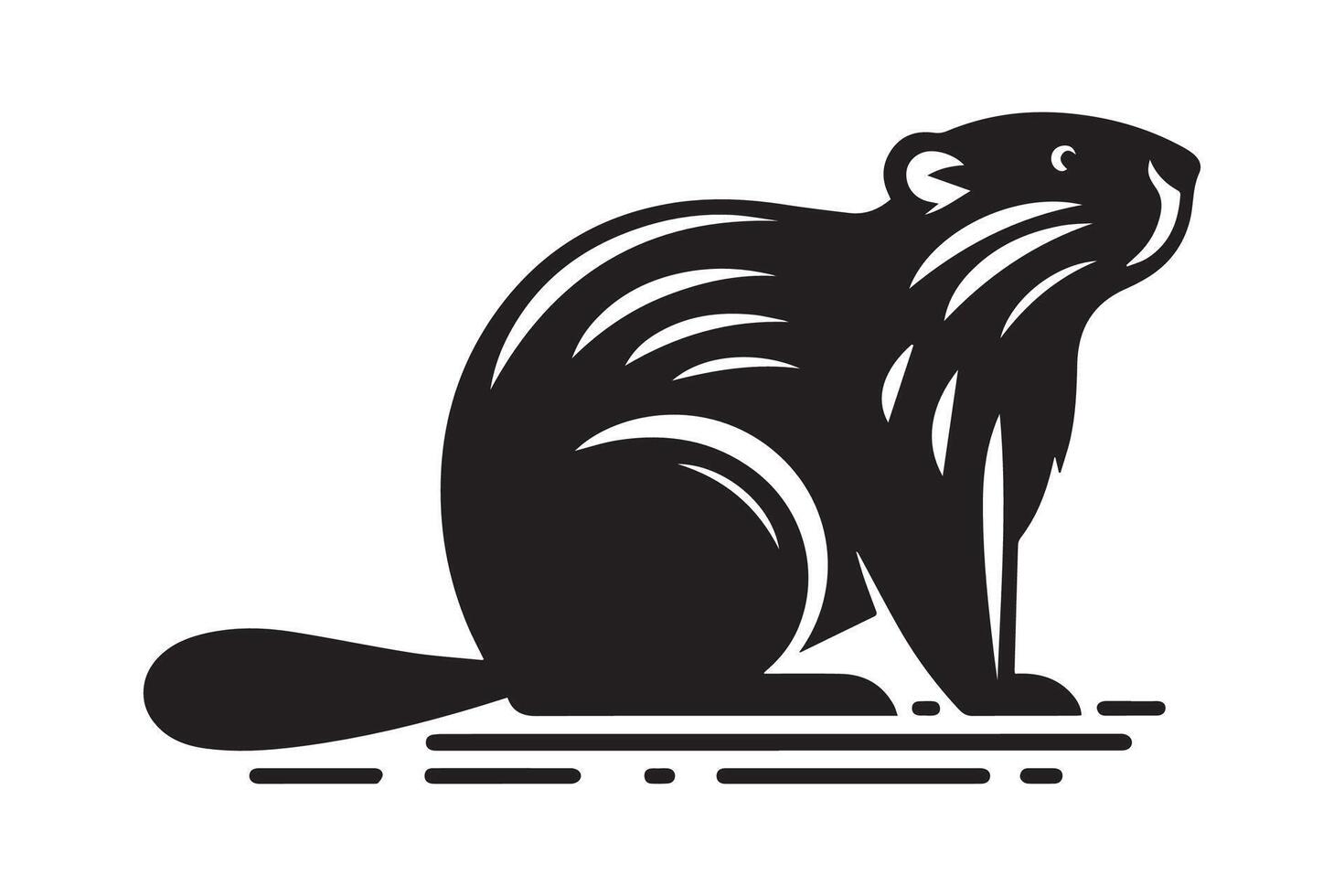 A black and white illustration of a beaver vector