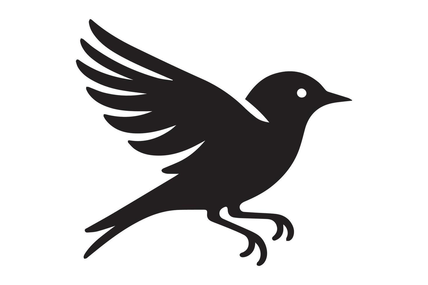 A black bird flying on a white background vector