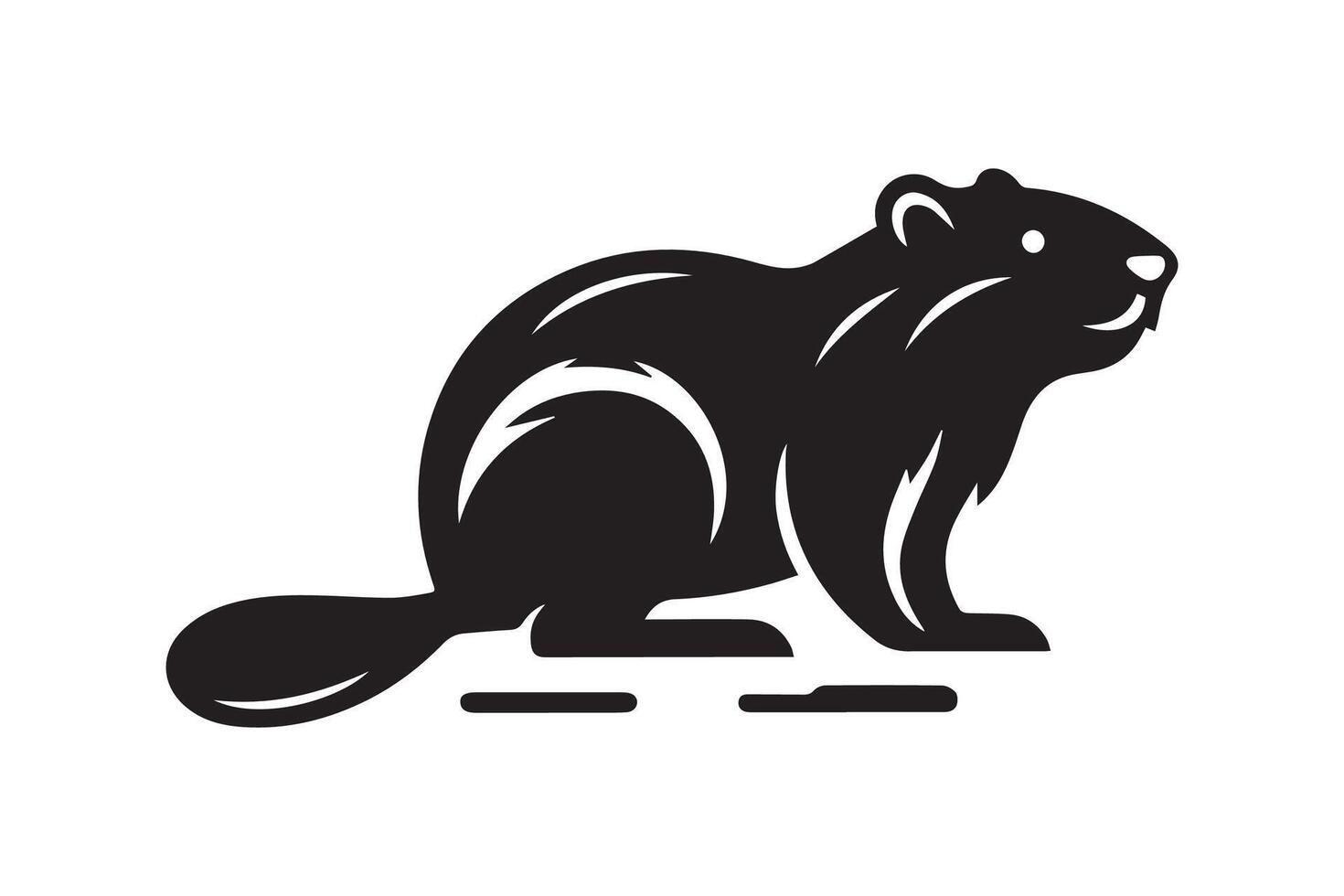 A black and white illustration of a beaver vector