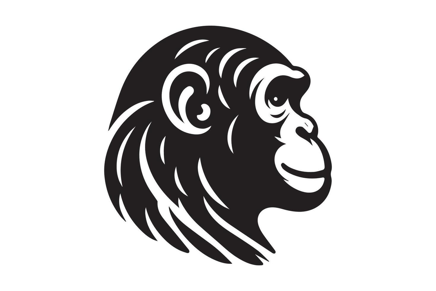 A black and white logo of a chimpanzee vector