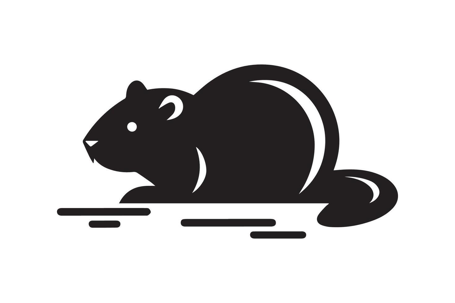 A black and white illustration of a beaver vector