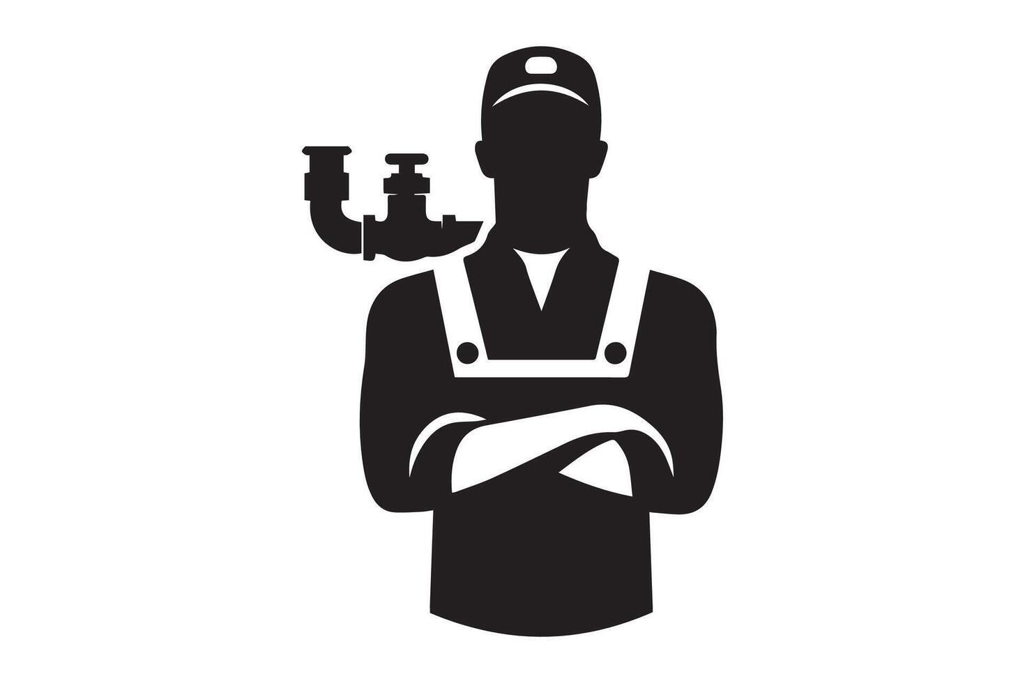 A man in overalls holding a pipe and a wrench vector