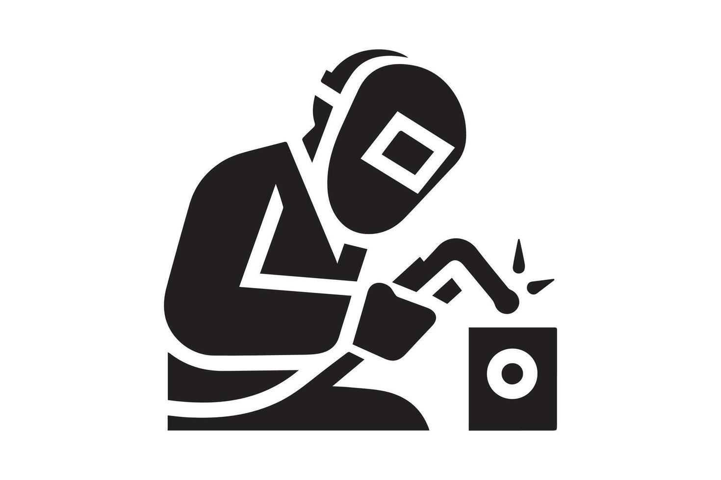 Welder icon, black and white, isolated on white background vector
