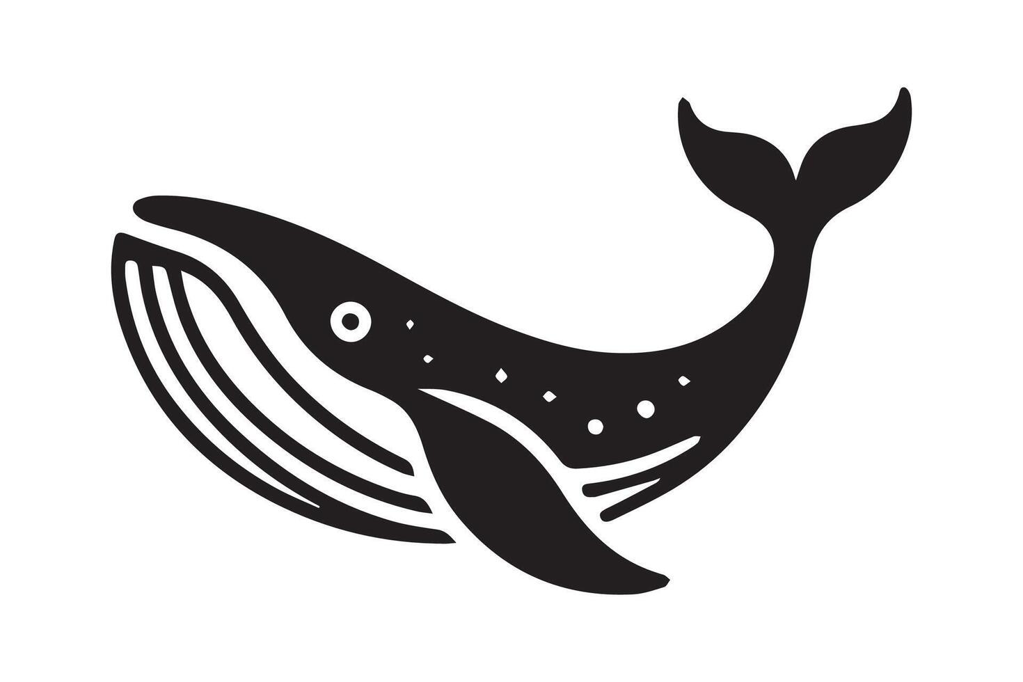 A whale is shown in a black and white illustration vector