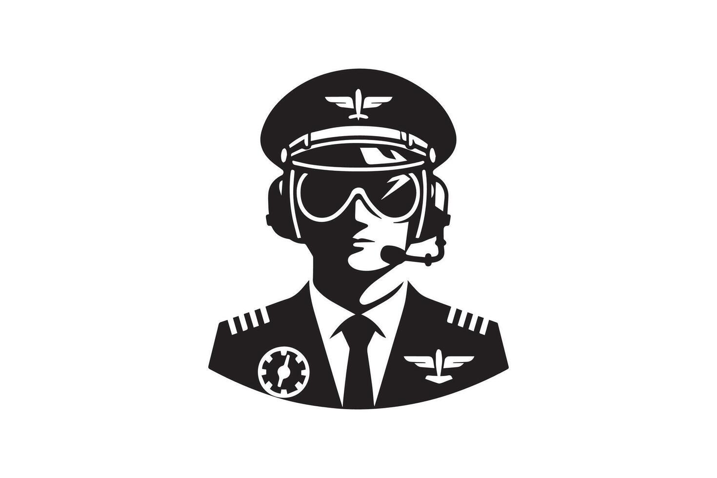 A black and white logo of a pilot vector