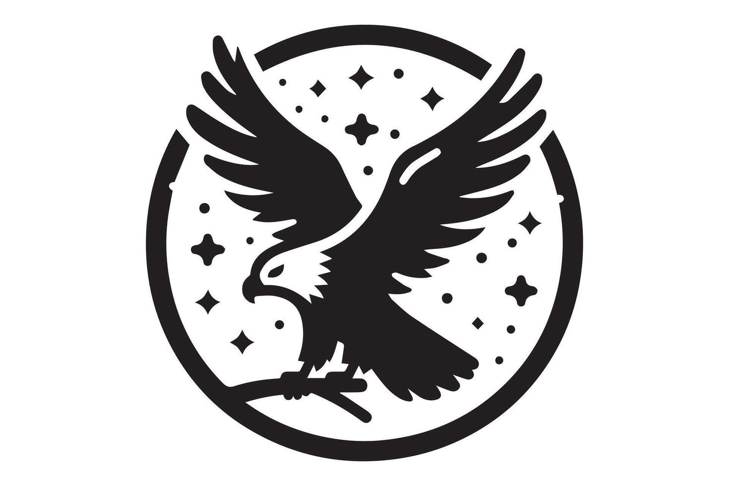 A black and white logo of an eagle vector