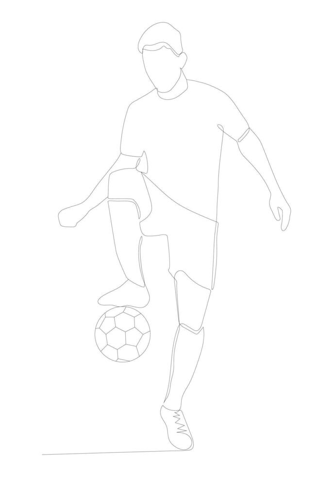 Continuous one line a Man With Soccer Ball. vector